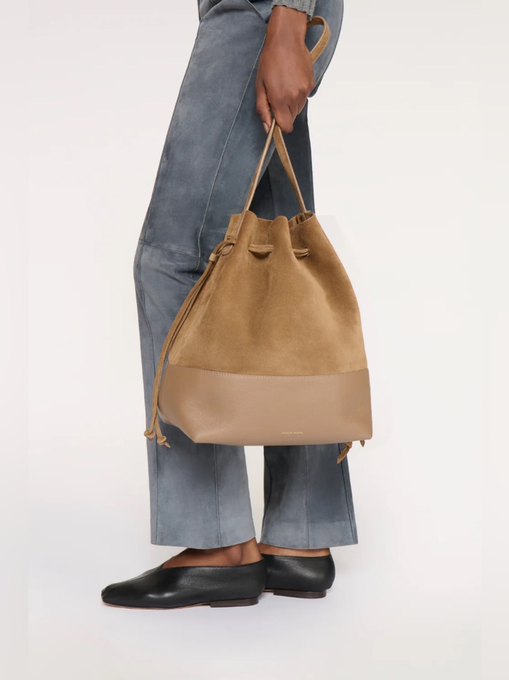 NWT - Mansur Gavriel DRAWSTRING CABAS - Anise Suede/Anise - Picture 5 of 11